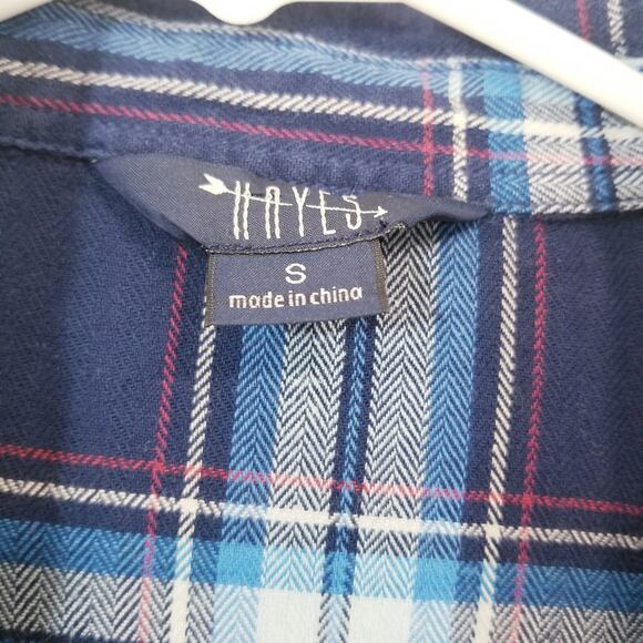 HAYES Plaid Button Front Shirt Long Sleeves Collared - Picture 4 of 12